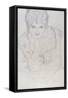 Portrait with Right Hand on Chin, Bildnes Von Vorne, c.1917-1918-Gustav Klimt-Framed Stretched Canvas