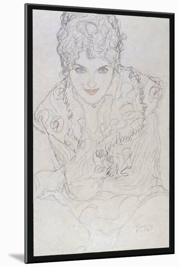 Portrait with Right Hand on Chin, C.1917-18-Gustav Klimt-Mounted Giclee Print