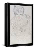 Portrait with Right Hand on Chin, C.1917-18-Gustav Klimt-Framed Stretched Canvas