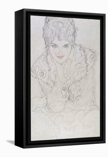 Portrait with Right Hand on Chin, C.1917-18-Gustav Klimt-Framed Stretched Canvas