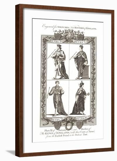 Portraits and Dresses of the Kings of England with Coats of Arms, 1784-null-Framed Giclee Print