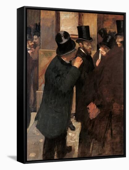 Portraits at the Stock Exchange-Edgar Degas-Framed Stretched Canvas