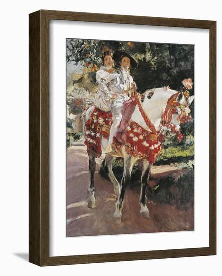 Portraits of Elena and Maria Wearing Old Valencian Dresses-Joaquín Sorolla y Bastida-Framed Art Print