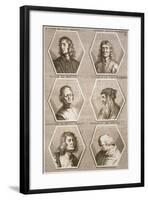 Portraits of Giovanni Bellini, Andrea Mantegna, Perugino, Leonardo Da Vinci, Giorgione and Bramante-null-Framed Giclee Print