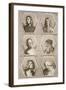 Portraits of Giovanni Bellini, Andrea Mantegna, Perugino, Leonardo Da Vinci, Giorgione and Bramante-null-Framed Giclee Print