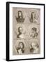 Portraits of Giovanni Bellini, Andrea Mantegna, Perugino, Leonardo Da Vinci, Giorgione and Bramante-null-Framed Giclee Print