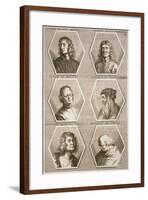 Portraits of Giovanni Bellini, Andrea Mantegna, Perugino, Leonardo Da Vinci, Giorgione and Bramante-null-Framed Giclee Print