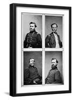 Portraits of Grant, Sherman, Thomas and McPherson, Civil War-Lantern Press-Framed Art Print