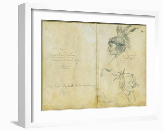 Portraits of Grey Leg and an Unidentified Sisseton Man, 1851-Frank Blackwell Mayer-Framed Giclee Print