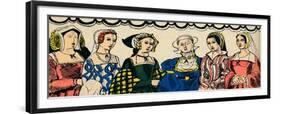 Portraits of Henry VIIIs six wives from 1509, (1932)-Rosalind Thornycroft-Framed Giclee Print