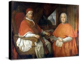 Portraits of Pope Benedict XIV (1675 - 1758) and Cardinal Silvio Valenti Gonzague. Painting by Giov-Giovanni Paolo Pannini or Panini-Stretched Canvas