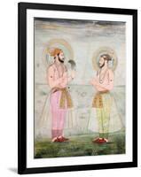 Portraits of Prince Dara Shikoh and Prince Sulaiman Shikoh Nimbate, C.1665 (Gouache on Parchment)-null-Framed Premium Giclee Print
