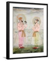 Portraits of Prince Dara Shikoh and Prince Sulaiman Shikoh Nimbate, C.1665 (Gouache on Parchment)-null-Framed Giclee Print