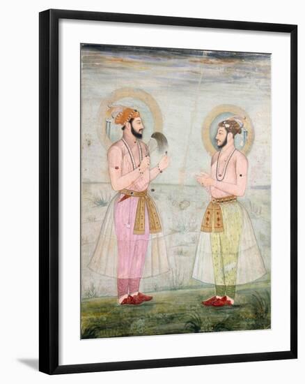 Portraits of Prince Dara Shikoh and Prince Sulaiman Shikoh Nimbate, C.1665 (Gouache on Parchment)-null-Framed Giclee Print