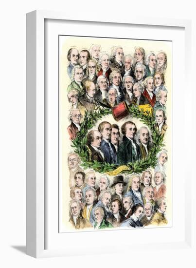 Portraits of the Signers of the Declaration of Independence, Philadelphia, c.1776-null-Framed Giclee Print