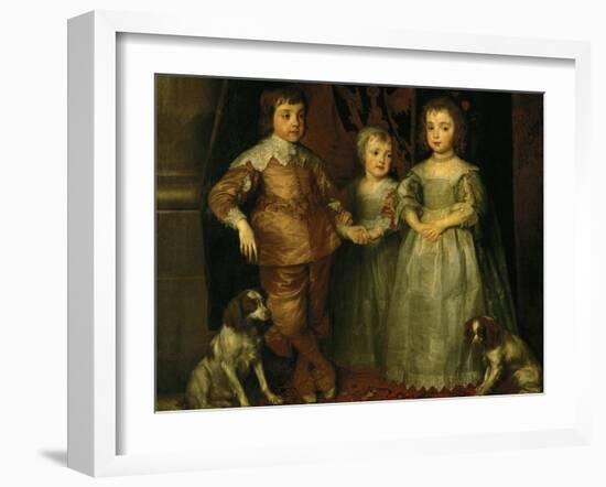 Portraits of the Three Eldest Children of Charles I, King of England-Sir Anthony Van Dyck-Framed Giclee Print