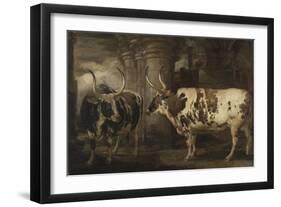 Portraits of Two Extraordinary Oxen, the Property of the Earl of Powis, 1814-James Ward-Framed Giclee Print