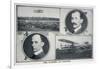 Portraits of Wilbur (Left) and Orville (Right) Wright and Pictures of Their Planes-null-Framed Art Print