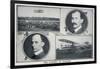 Portraits of Wilbur (Left) and Orville (Right) Wright and Pictures of Their Planes-null-Framed Art Print