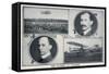 Portraits of Wilbur (Left) and Orville (Right) Wright and Pictures of Their Planes-null-Framed Stretched Canvas