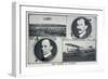 Portraits of Wilbur (Left) and Orville (Right) Wright and Pictures of Their Planes-null-Framed Art Print
