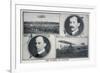 Portraits of Wilbur (Left) and Orville (Right) Wright and Pictures of Their Planes-null-Framed Premium Giclee Print