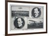 Portraits of Wilbur (Left) and Orville (Right) Wright and Pictures of Their Planes-null-Framed Premium Giclee Print