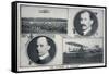 Portraits of Wilbur (Left) and Orville (Right) Wright and Pictures of Their Planes-null-Framed Stretched Canvas