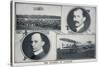 Portraits of Wilbur (Left) and Orville (Right) Wright and Pictures of Their Planes-null-Stretched Canvas