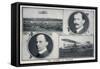 Portraits of Wilbur (Left) and Orville (Right) Wright and Pictures of Their Planes-null-Framed Stretched Canvas
