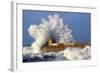 Portreath Wave Breaks over Pier in Storm-null-Framed Photographic Print