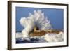 Portreath Wave Breaks over Pier in Storm-null-Framed Photographic Print