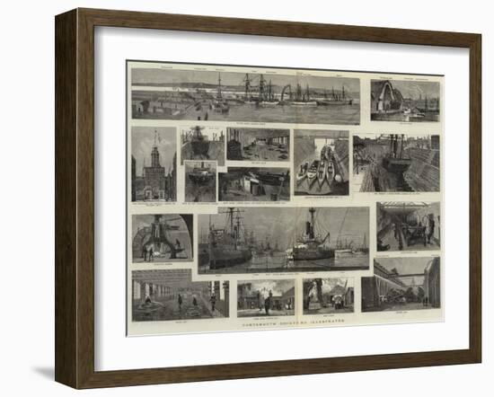 Portsmouth Dockyard Illustrated-null-Framed Giclee Print