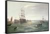 Portsmouth Harbour: HMS 'Victory' among the Hulks, 1892-Robert Ernest Roe-Framed Stretched Canvas