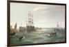 Portsmouth Harbour: HMS 'Victory' among the Hulks, 1892-Robert Ernest Roe-Framed Giclee Print