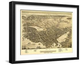 Portsmouth, New Hampshire - Panoramic Map-Lantern Press-Framed Art Print