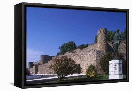 Portugal, Abrantes, Castle Walls and Statue of Francisco Almeida-null-Framed Stretched Canvas