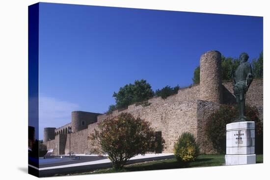 Portugal, Abrantes, Castle Walls and Statue of Francisco Almeida-null-Stretched Canvas