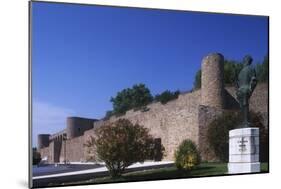 Portugal, Abrantes, Castle Walls and Statue of Francisco Almeida-null-Mounted Giclee Print