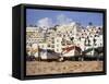 Portugal, Algarve, Albufeira, Fishing Boat on Beach-David Barnes-Framed Stretched Canvas