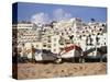 Portugal, Algarve, Albufeira, Fishing Boat on Beach-David Barnes-Stretched Canvas