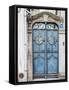 Portugal, Aveiro. A unique metal door on a home in the streets of Aveiro.-Julie Eggers-Framed Stretched Canvas