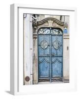 Portugal, Aveiro. A unique metal door on a home in the streets of Aveiro.-Julie Eggers-Framed Photographic Print