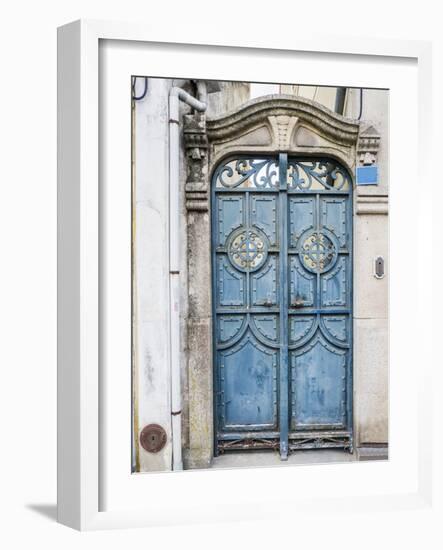 Portugal, Aveiro. A unique metal door on a home in the streets of Aveiro.-Julie Eggers-Framed Photographic Print