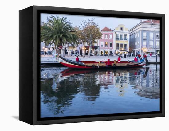 Portugal, Aveiro. Moliceiro boat on the canal.-Julie Eggers-Framed Stretched Canvas