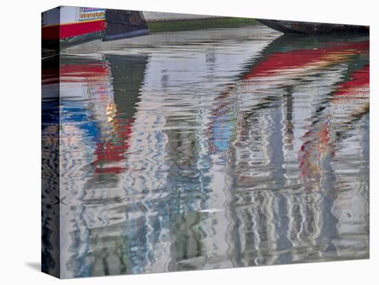 Portugal, Aveiro. Moliceiro boats along the main canal of Aveiro-Terry Eggers-Stretched Canvas