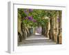 Portugal, Aveiro. Parque Dom Pedro Infante in Aveiro. Stone balustrade with pergola and columns.-Julie Eggers-Framed Photographic Print