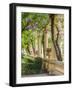 Portugal, Aveiro. Parque Dom Pedro Infante in Aveiro. Stone balustrade with pergola and columns.-Julie Eggers-Framed Photographic Print