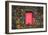 Portugal, Azores, Pico Island, Madalena. Red doors on barn-Walter Bibikow-Framed Photographic Print