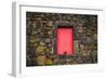 Portugal, Azores, Pico Island, Madalena. Red doors on barn-Walter Bibikow-Framed Photographic Print